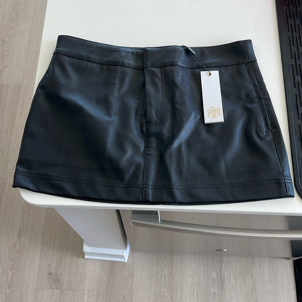 Black Vegan Leather Mini Skirt